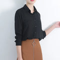 Simple Solid Color Loose Women's Chiffon Shirt 2025 Spring New Fine Long Sleeve Casual Blouses and Tops Lady OL Office Shirts