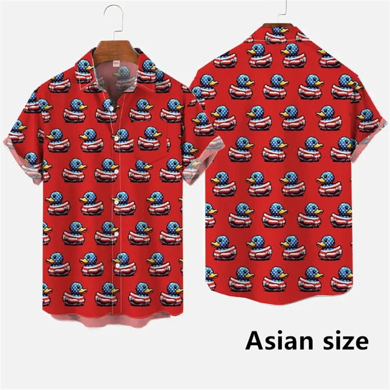 Hawaiian Men Shirts 3D Print Cartoon Cute Duck Printing | SAMAG