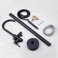 KEMAIDI Golden Plated Bathtub Filler Shower Roman Tub Faucet Set Free Standing Black Bath Shower Systerm Round Spout Mixer Tap