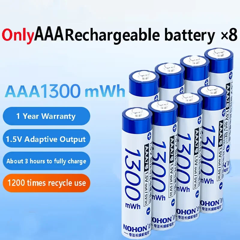 NEW Nohon Rechargeable Battery 1.5V AA 3600mWh AAA 1300mWh Original Li Batteries With Charger for Clock Video Radio Game Camera