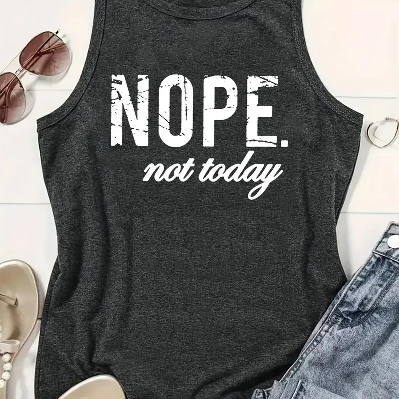 Nope Not Today Letter Print Women Tank Top Sleeveless Casual Summer New Crew Neck Tops for Women Clothes