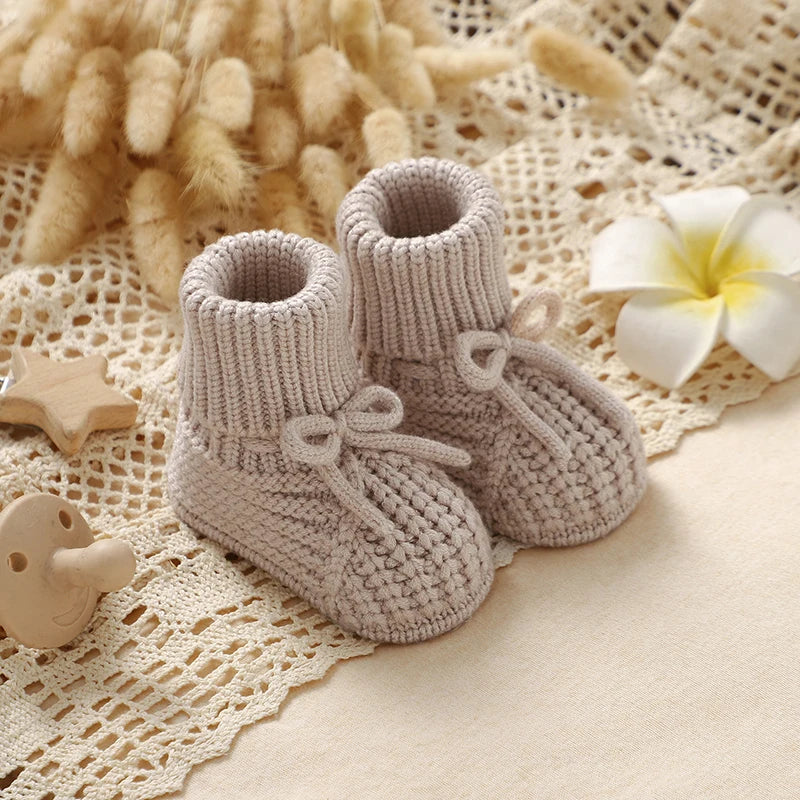 Baby Booties Knitted 0-12m Soft Soled Anti-Slip Newborn Boys Girls First Walkers Shoes Infant Toddler Unisex Sock Boot Kids Crib