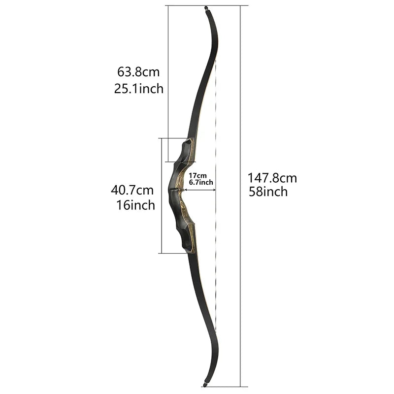 62 Inch Bow Archery Recurve 20-55 lbs Takedown 16" Riser | SAMAG
