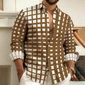 Best-Selling Men's 3D Printed Plaid Long-Sleeved Shirt | SAMAG