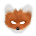 Faux Fur Fox Mask Furry Half Face Animal Cat Mask Halloween Cosplay Party Costume