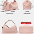 Women Genuine Leather Pillow Bag Designer Metal Hardware Top Handle Ladies Handbag Small Boston Tassel Girls Beige Leather Bag