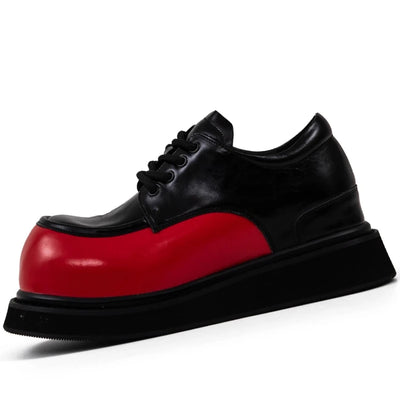 Red and Black Wide Version Derby Shoes for Men's Comfort | SAMAG