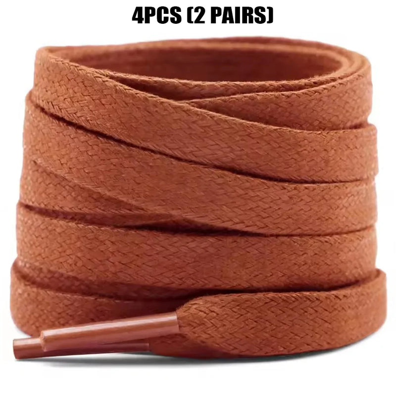 4 Pcs(2 Pairs) Premium Flat Waxed Shoelaces Heavy Duty Replacement Laces for Sneakers Leather Boots Hiking Shoes Men Women