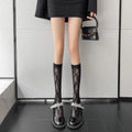 Lace Flower Print Long Socks Lingerie Sexy Floral Mesh High Knee Sock Women Summer Thin Transparent Lolita Kawaii Calf Stockings