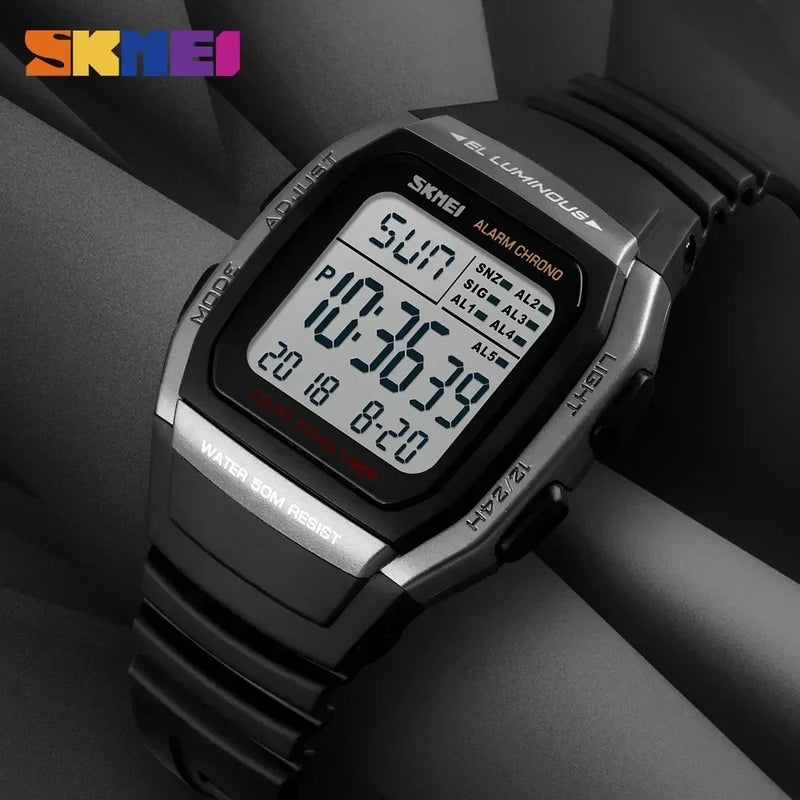 SKMEI 1278  Chrono Countdown Men Wristwatch  Casual Outdoor Male Clock Luminous montre homme Digital Dual Time Sport Mens Watche