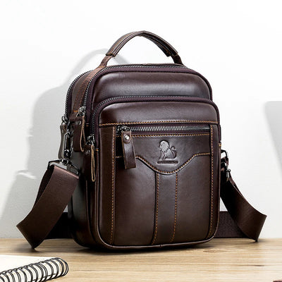 Men's crossbody bag, fashionable leather trendy retro | SAMAG