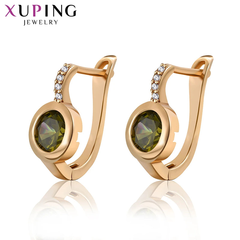 Xuping Jewelry Fashion Hot Sale Trendy Huggies Earring with Synthetic Cubic Zirconia for Girl Gifts 20160