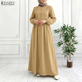 ZANZEA Muslim Women Lace Patchwork Maxi Dress Modet | SAMAG