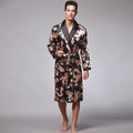 Loose Kimono Robe Wear Printing Nightgown Silky Men's Pajamas Long-sleeved Bathrobes Homewear