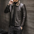2026 Men's Winter Leather Jacket Middle-aged and Elderly Collar and Plush Fur Integrated Casual and Loose Leather Jacket for Men