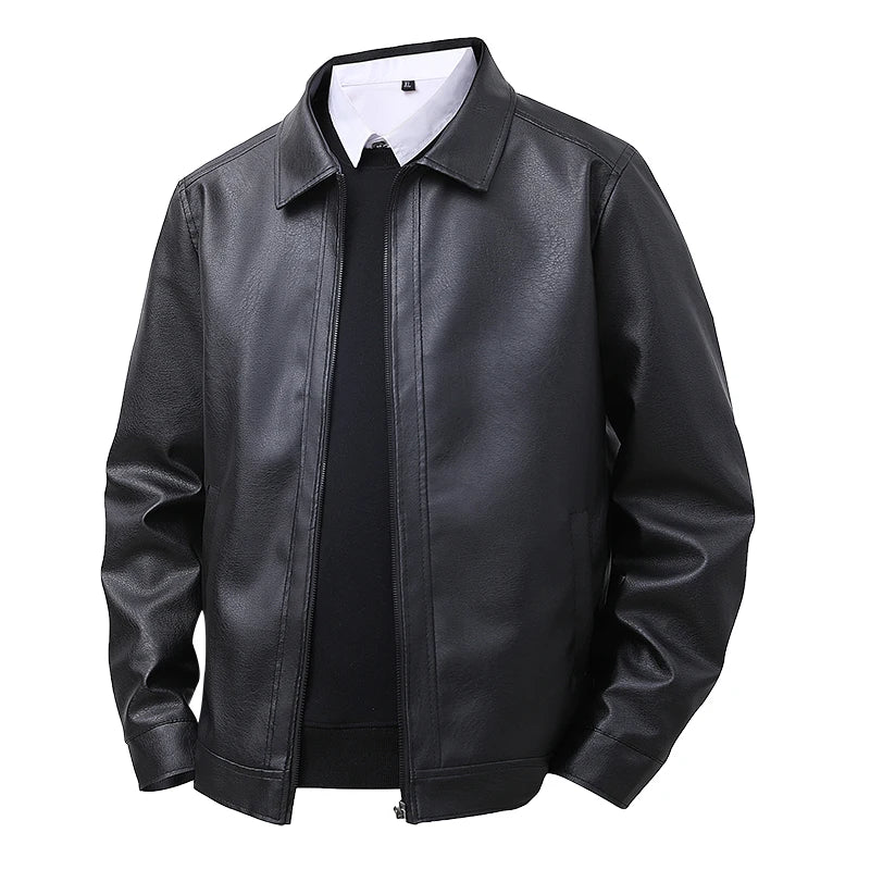 2026 New Spring-Autumn Leather Jacket for Men Slim Fit Collared Casual Coat Men's Shirt  US/European size.