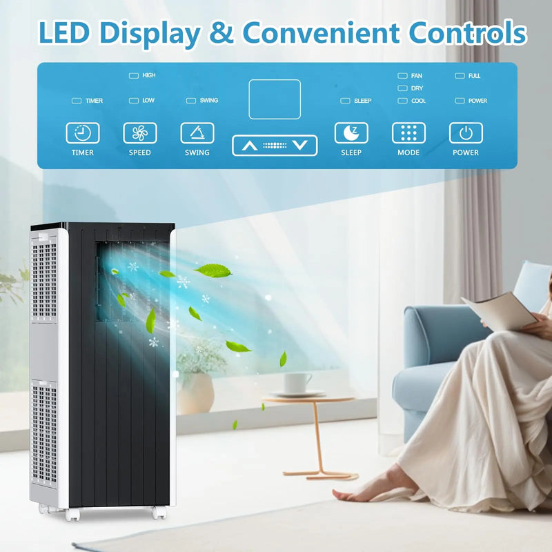 8000 BTU Portable Air Conditioner 3 in 1 Cool Dry Fan Portable AC Unit with Sleep Mode 24H Timer Remote Control Complete Window Vent Kit Portable Air Conditioner for Bedroom Apartment Up to 350 Sq Ft