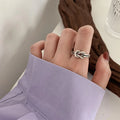 VENTFILLE 925 Sterling Silver Ring for Women Girl Gift Retro Open Trend Unique Design Geometric Asymmetric Jewelry Dropship