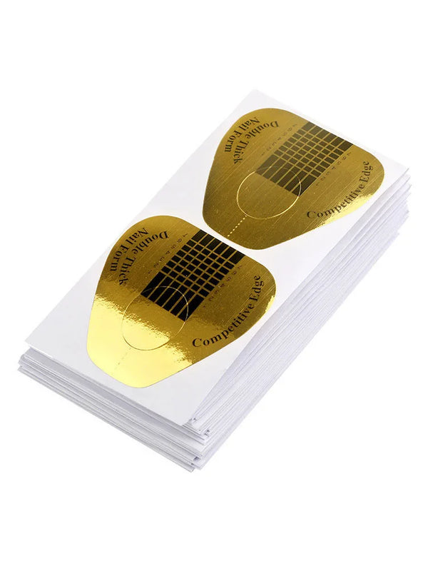 50pcs Golden Nail Art Tips Extension Forms Guide U Horseshoe Shaped Acrylic UV Gel DIY Nail Tool For Manicure Makeup Accessories