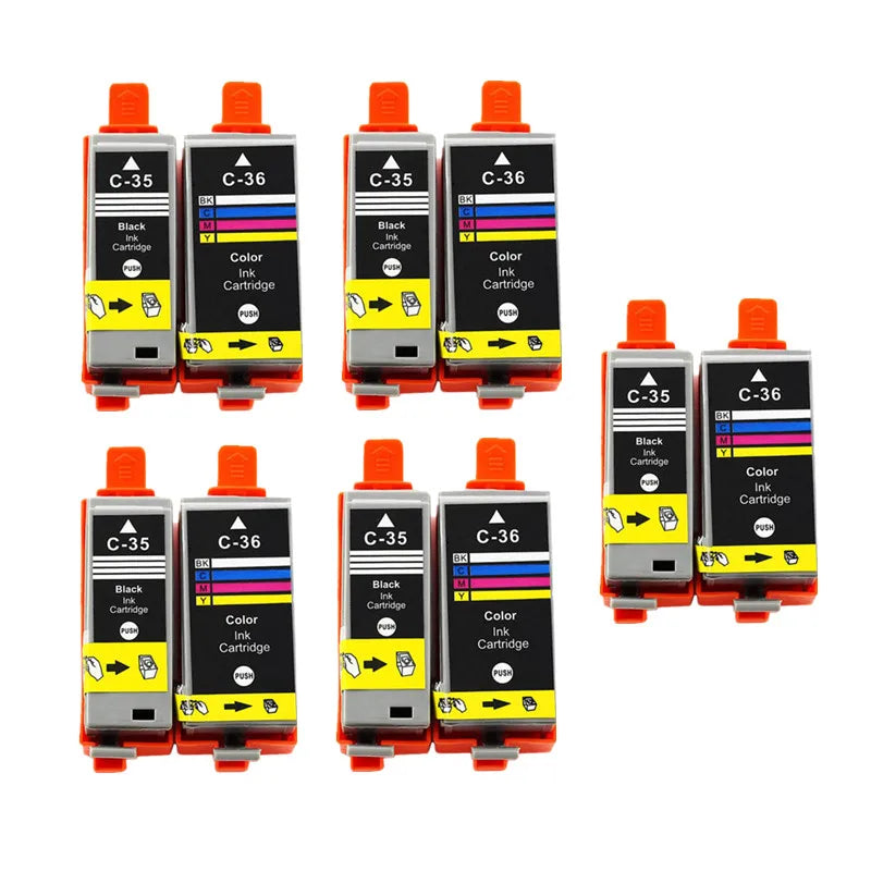 10 Black Compatible Ink Cartridge PGI-35 PGI35 CLI-36 CLI36 35 36 for Canon PIXMA IP100 IP110 IP100B TR150 Printer