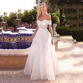 Customized A Line Wedding Dresses Off Shoulder Lace - View 2 | SAMAG