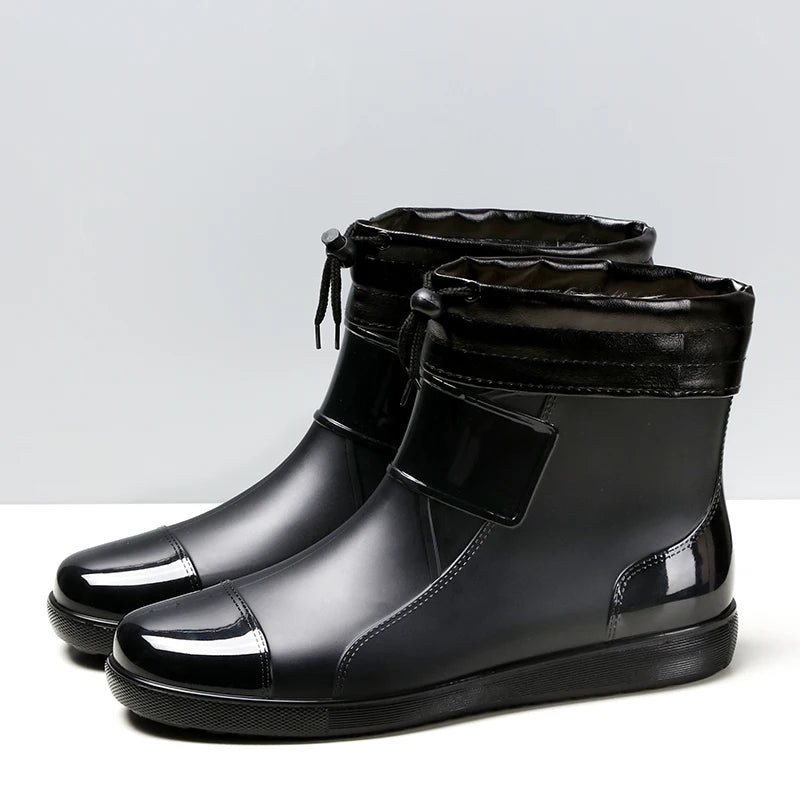 Extra Large Size Men's Rain Boots Anti-Slip Kitchen Work Rubber Shoes Waterproof Summer Boots Slip-On Flat Bottom Shoes