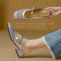 Women’s Mesh Cutout Closed Toe Mule Sandals | Summer 2026 Mid Heel Breathable Slip On Woven Strap Slides
