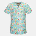 Nurse Uniforms Women Print Short Sleeve V-neck Scrubs Working Medical Blouse Overalls Uniforms Medical Nursing Spa Pet Dentistry