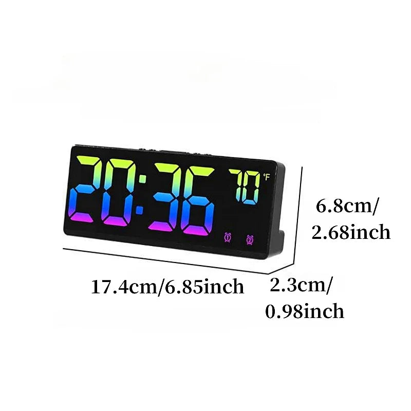 Voice Control Alarm Clock Digital Temperature Date 2 Alarm USB Powered Always On Snooze Table Clock Night Mode 12/24H LED Clock