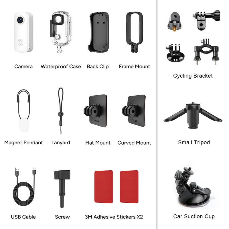 SJCAM C100 Pro Thumb Action Camera 4K/30fps Stable Wireless Connection Mini Camera for Cycling Vlogging Daily Recording