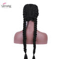 StrongBeauty Two French Braid Hairstyles Lace Front Wigs for women Synthetic lace Wig Long Black