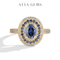 ATTAGEMS Blue Moissanite Women Rings Oval Cut 1.0CT Real S925 Sterling Silver Jewelry For Wedding Engagement Ring With Certified