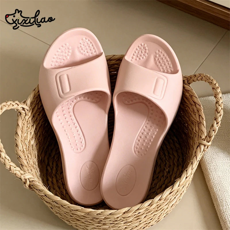 XIXITIAO Women's Slippers Fashion Four Seasons Comfort EVA Soft Thin Portable Home Slippers Indoor Anti-slip Bathroom Flat Shoes