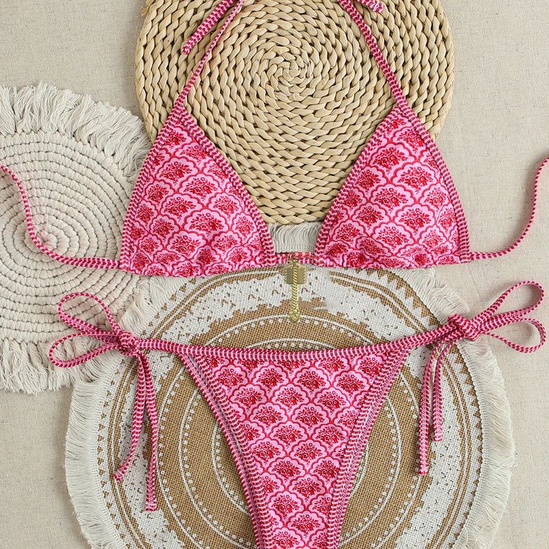 Women's Two Piece Bikini Set 2025, Sexy Triangle Push Up Swimsuit, Floral Print Bathing Suit, Beach Swimwear