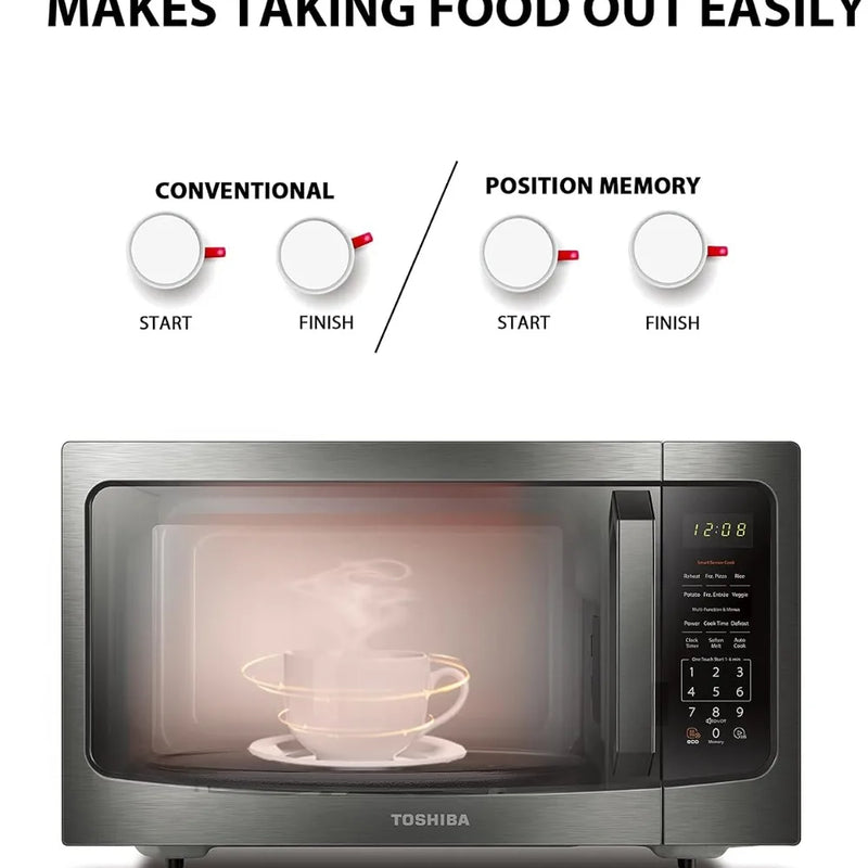 1200W 1.6 Cu.ft Countertop Microwave with Sensor Cooking, Position Memory Turntable, Sound On/Off, Black Stainless Steel