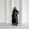 Eid Women Abaya Print Headscarf Cardigan Dress Muslim | SAMAG