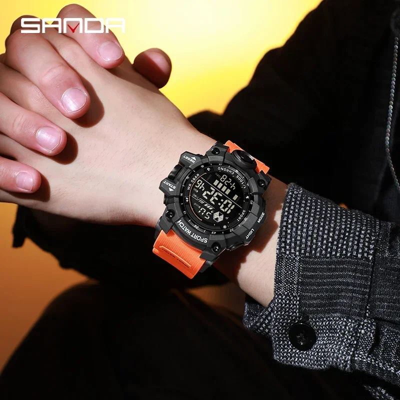 SANDA 6229 Men Outdoor Sports Watch Waterproof Analog Digital Show Multifunction Big Dial Electronic Wristwatch style Male Cloc