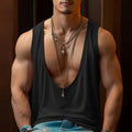 Sexy Deep V Neck Tank Tops Mens Sports Fitness Gyms Camisoles 2025 Spring Summer Casual Solid Color Sleeveless Straps Men Vests