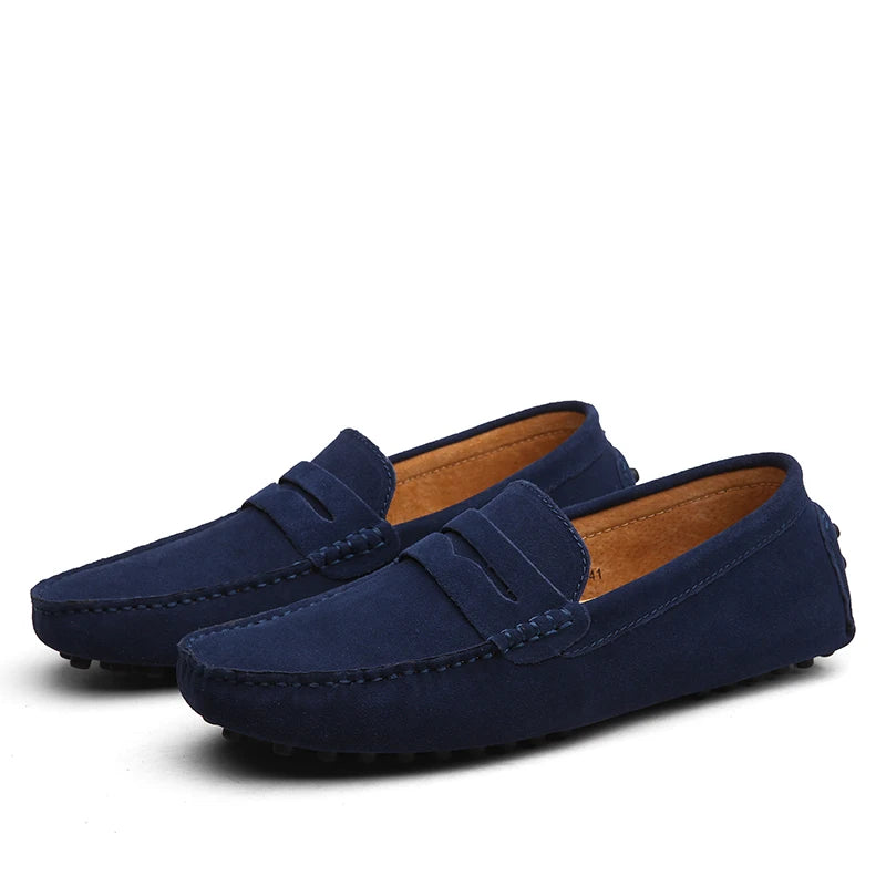 Men's Suede Leather Penny Loafers Casual Driving Moccasins Slip-On Boat Shoes Plus Big Sizes 49 50 51 52 53