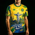 Brazil Style Flag Printed Jersey Men Women Jesus Graphic 3D Print Football T-shirt Quick Dry And Breathable Sport Uniform Tee