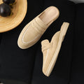 New Genuine Leather Cowhide Women Mules,Round Toe Slip-on Women Slippers,Flats Women Shoes