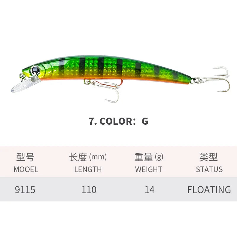 110MM 14G Minnow Fishing Lures 3D Crystal Floating - View 8 | SAMAG