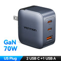 Vention 70W GaN Charger Quick Charge 3.0 USB C Charger for iPhone 17 16 15 Pro iPad Macbook Air Tablet PD Type C Fast Charger