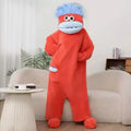 Autumn Winter Big Mouth Monster Cartoon One Piece Pajamas Thick Coral Fleece Warm Soft Casual Couple Home Loungewear In Stock
