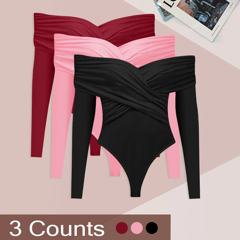 Women's Three Piece Set Bodysuits New Spring Sexy Backless Corset Slim Fashion Crossed Long Sleeves Casual Elegant Lady Clothing