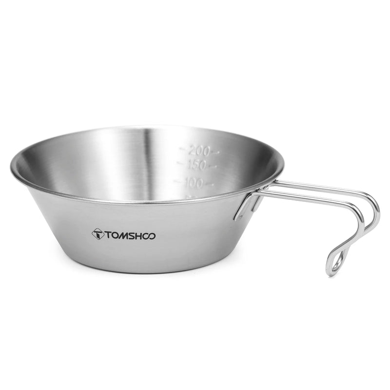 TOMSHOO Stainless Steel  Cup 200ml/500ml Measuring Cup Bowl for Outdoor Camping Backpacking Picnic food container