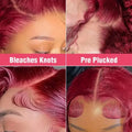200% Body Wave Wig Burgundy 99J Lace Front Wig 13x4 13x6 HD Lace Frontal Wig Human Hair Pre Plucked 99j Red Colored Wig