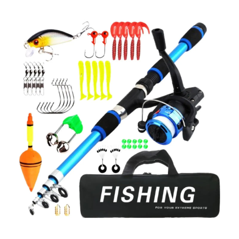 Compact Kids Fishing Rod Set with Reel Telescopic Pole - View 10 | SAMAG