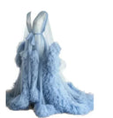 Women's Dressing Gown Perspective Sheer Long Tulle Robe