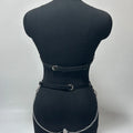 Women Fashion Full Body Chain Leather Waist Belt and Thigh Garter Set, Punk Gothic Metal Chain Suspenders for Festival Cosplay